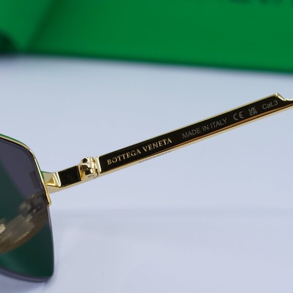 Bottega Veneta BV1107S 004 Rectangle Sunglasses - Gold/Grey - Picture 8 of 9